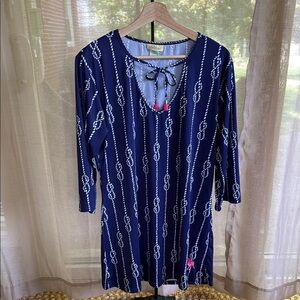Viv & Lou Nautical Navy Blue and White Cover Up Size S/M